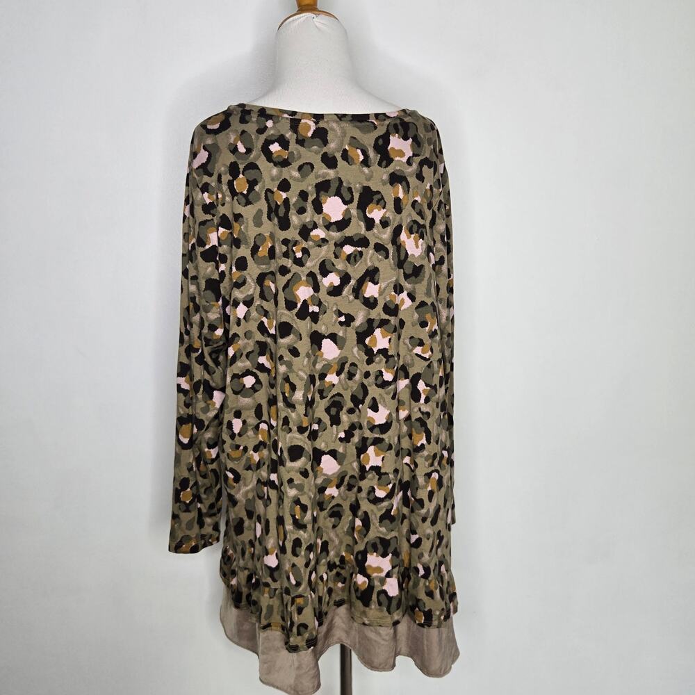 LOGO Lori Goldstein Casual Long Sleeve Top Animal Print Basics Womens Plus 2X - Picture 3 of 13
